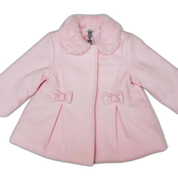 Little Me Girl Pink Pea Coat Quilted Lining Size 12M - Picture 2 of 8